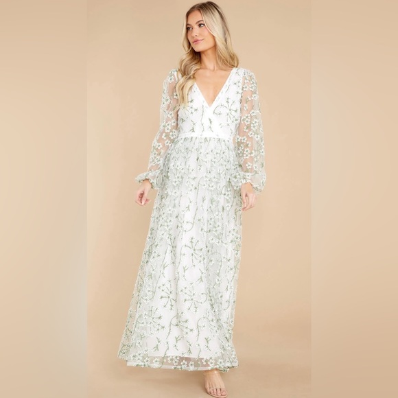 Ivory Floral Embroidered Maxi Dress - Picture 2 of 8